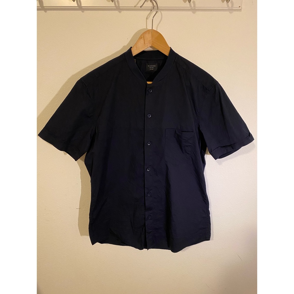 7Diamonds Solid Mandarin Collar Button Down